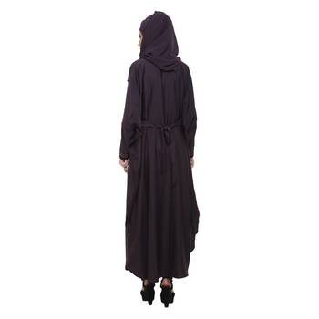 Purple Nida Designer Zipper Front Open Kaftan Style Abaya 4