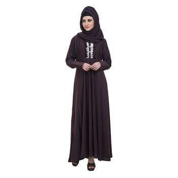 Purple Nida Large Flare With Lace Work Abaya 1