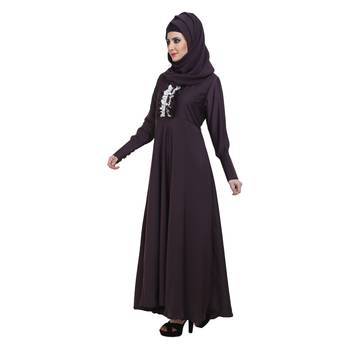 Purple Nida Large Flare With Lace Work Abaya 3