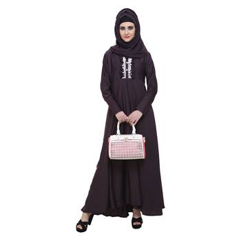 Purple Nida Large Flare With Lace Work Abaya 5
