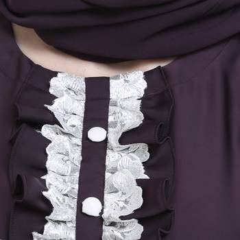 Purple Nida Large Flare With Lace Work Abaya 6