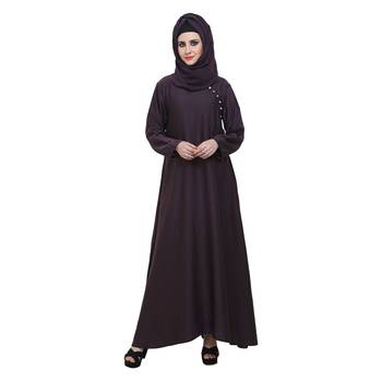 Purple Nida A Shaped Side Button Style Formal Abaya 1