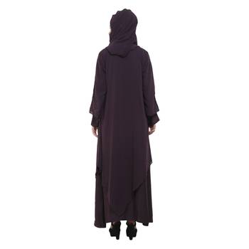 Purple Nida Double Layer Desginer Zipper Front Open Abaya 4