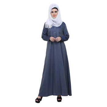 Blue Denim A Shaped Formal Abaya 1