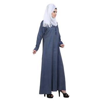 Blue Denim A Shaped Formal Abaya 2