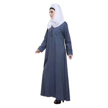 Blue Denim A Shaped Formal Abaya 3