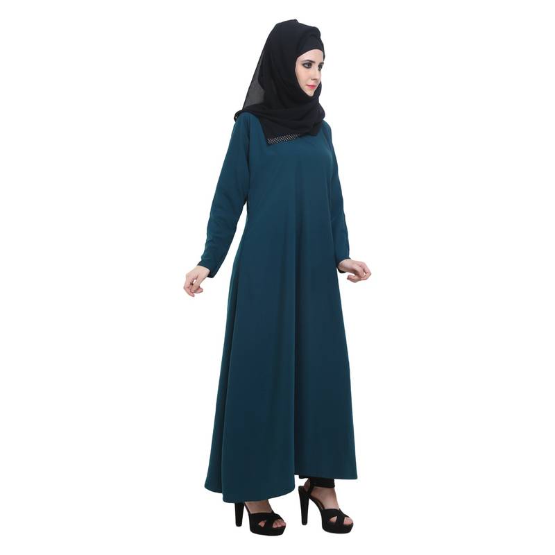 Teal Green Polycrepe Simple Formal Abaya
