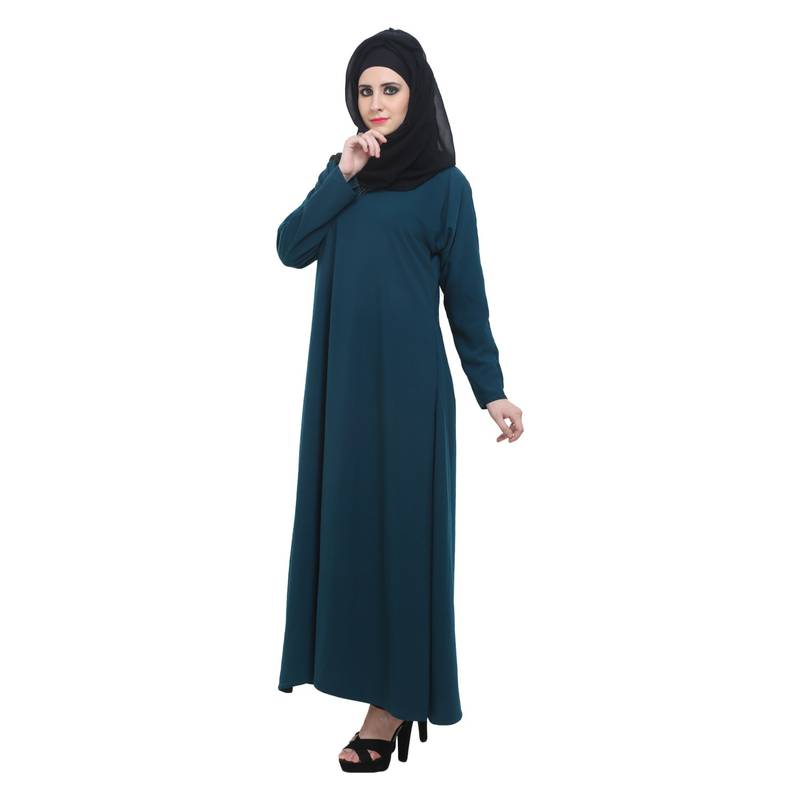 Teal Green Polycrepe Simple Formal Abaya