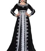 Black and Cream Georgette Embroidered Stitched Islamic Kaftans