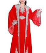 Red Georgette Embroidered Stitched Islamic Kaftans