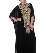 Black Georgette Embroidered Stitched Islamic Kaftans