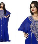 Royal Blue Georgette Embroidered Stitched Islamic Kaftans