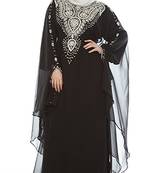 Black Georgette Embroidered Stitched Islamic Kaftans