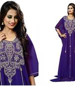 Purple Georgette Embroidered Stitched Islamic Kaftans