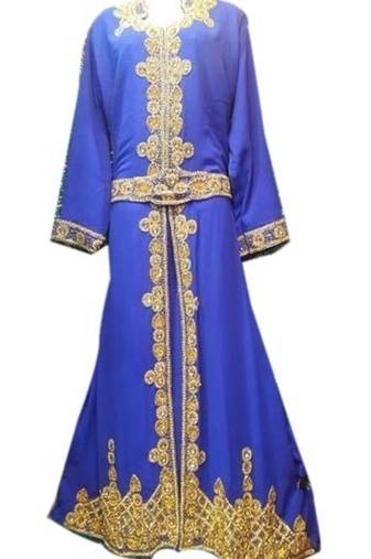 Royal Blue Georgette Embroidered Stitched Islamic Kaftans