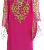 Pink Georgette Embroidered Stitched Islamic Kaftans