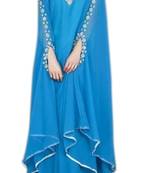 Blue Georgette Embroidered Stitched Islamic Kaftans