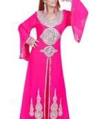Pink Georgette Embroidered Stitched Islamic Kaftans