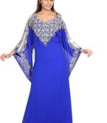 Royal Blue Georgette Embroidered Stitched Islamic Kaftans