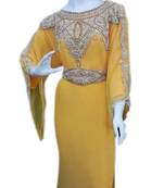 Yellow Georgette Embroidered Stitched Islamic Kaftans
