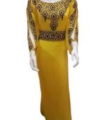 Yellow Georgette Embroidered Stitched Islamic Kaftans