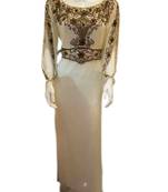 Cream Georgette Embroidered Stitched Islamic Kaftans