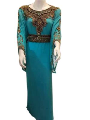 Green Georgette Embroidered Stitched Islamic Kaftans 1