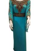 Green Georgette Embroidered Stitched Islamic Kaftans
