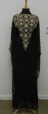 Black Georgette Embroidered Stitched Islamic Kaftans 1