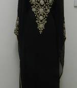 Black Georgette Embroidered Stitched Islamic Kaftans