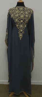 Grey Georgette Embroidered Stitched Islamic Kaftans 1