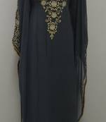 Grey Georgette Embroidered Stitched Islamic Kaftans