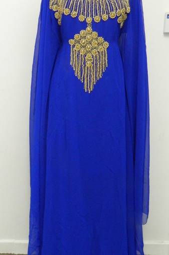 Royal Blue Georgette Embroidered Stitched Islamic Kaftans