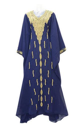 Navy Blue Georgette Embroidered Stitched Islamic Kaftans