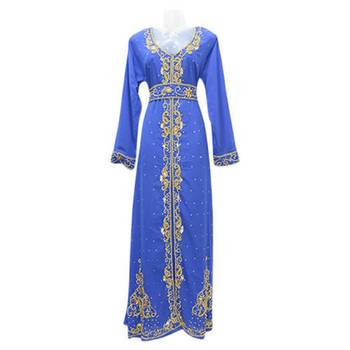 Royal Blue Georgette Embroidered Stitched Islamic Kaftans 1
