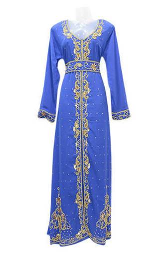 Royal Blue Georgette Embroidered Stitched Islamic Kaftans