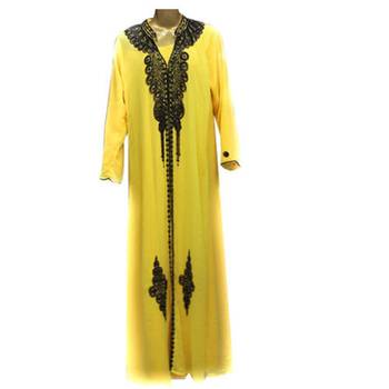 Yellow Georgette Embroidered Stitched Islamic Kaftans 1
