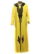 Yellow Georgette Embroidered Stitched Islamic Kaftans