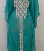 Green Georgette Embroidered Stitched Islamic Kaftans