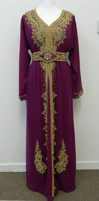 Magenta Georgette Embroidered Stitched Islamic Kaftans 1