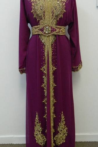 Magenta Georgette Embroidered Stitched Islamic Kaftans