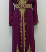 Magenta Georgette Embroidered Stitched Islamic Kaftans