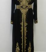 Black Georgette Embroidered Stitched Islamic Kaftans