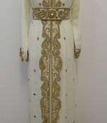 Cream Georgette Embroidered Stitched Islamic Kaftans