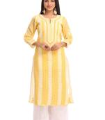 Ada Yellow Cotton Chikankari Kurti