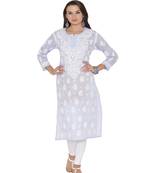 Ada Hand Embroidered Mauve Cotton Chikankari Kurti 