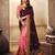 Purple And Peach Embroidered Georgette Saree With Blouse