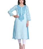 Ada Blue Cotton Chikankari Kurti