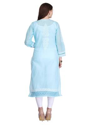 Ada Blue Cotton Chikankari Kurti 2