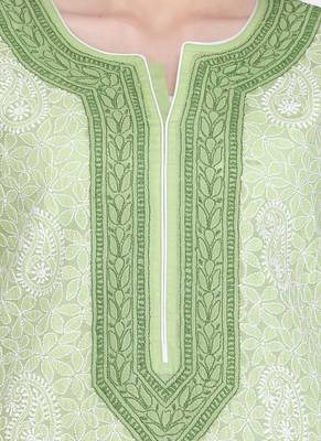 Ada Green Cotton Chikankari Kurti 5